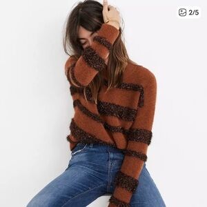 Madewell Tinsel Striped Mock Neck Sweater XS